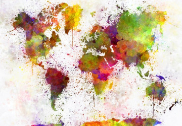 rengarenk boyamalarla dünya haritası